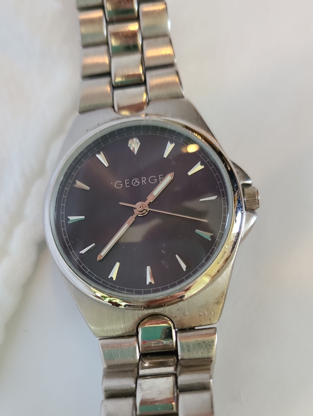 George Silver Stainless Steel Men's Watch with Black Dial